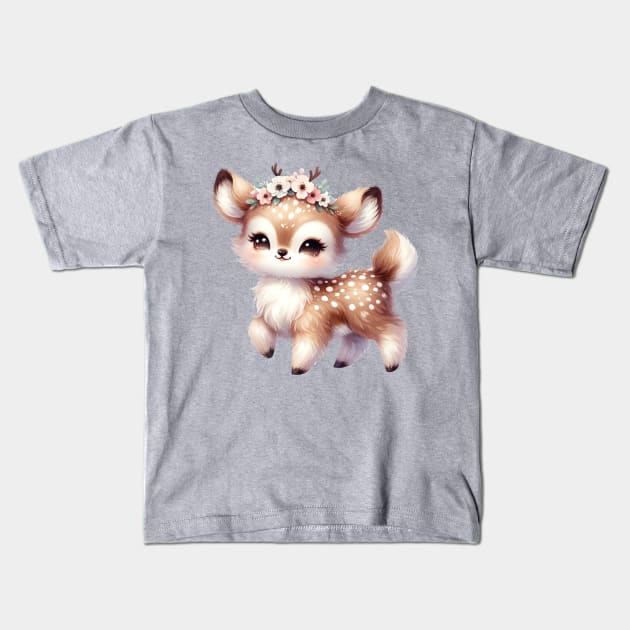 Boho Baby Deer Kids T-Shirt by dcohea